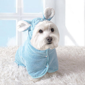 Peignoir à capuche en microfibre doux et absorbant avec velcro pour chien et chat