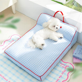 Lit pour chien motif en damier respirant résistant aux griffures avec soutien de la colonne vertébrale
