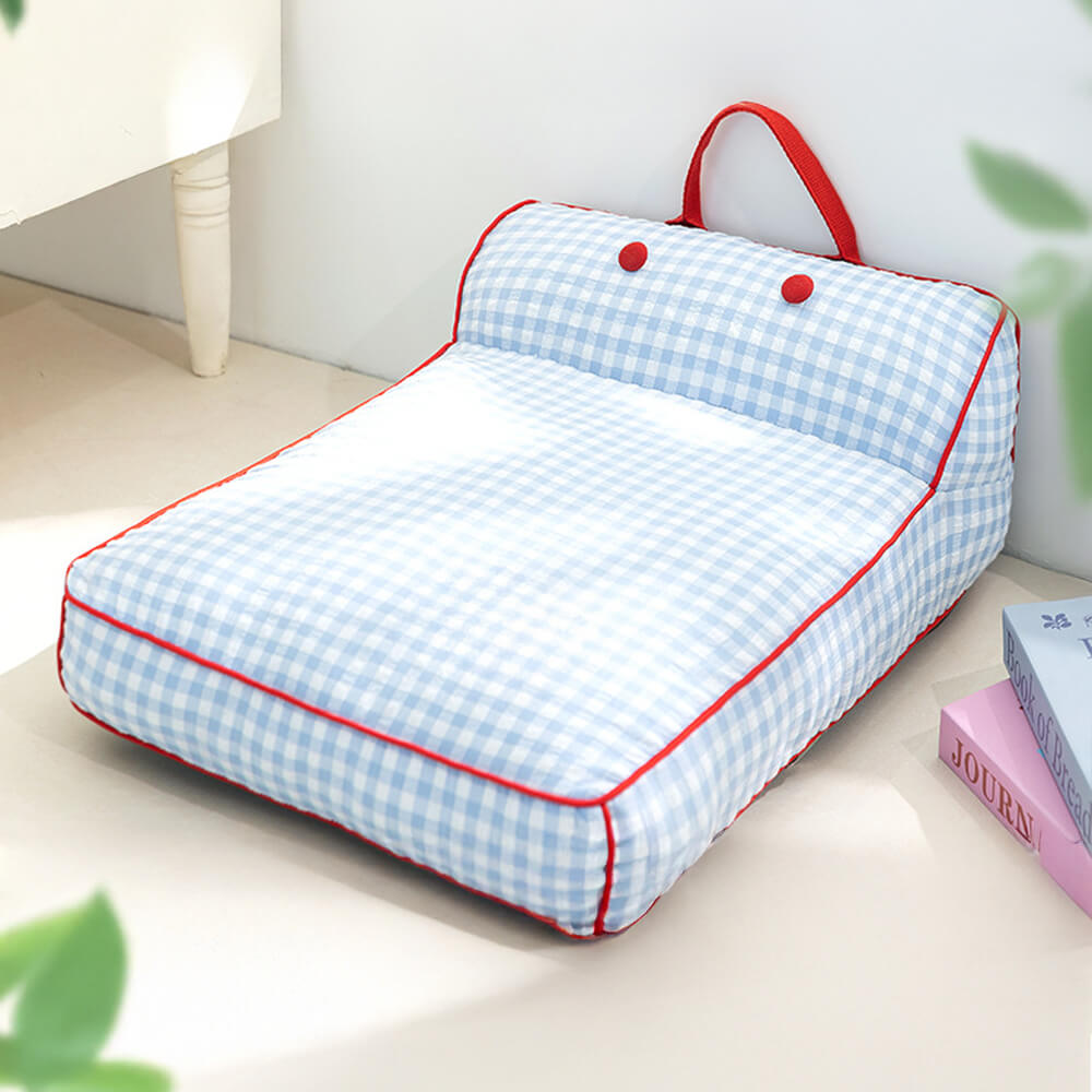 Lit pour chien motif en damier respirant résistant aux griffures avec soutien de la colonne vertébrale