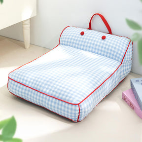 Lit pour chien motif en damier respirant résistant aux griffures avec soutien de la colonne vertébrale