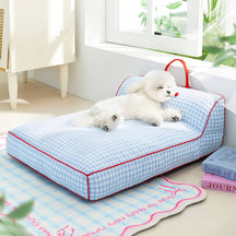 Lit pour chien motif en damier respirant résistant aux griffures avec soutien de la colonne vertébrale
