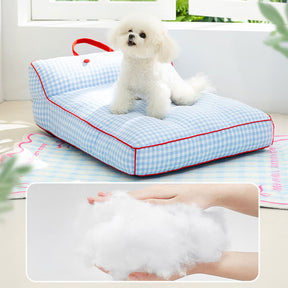 Lit pour chien motif en damier respirant résistant aux griffures avec soutien de la colonne vertébrale