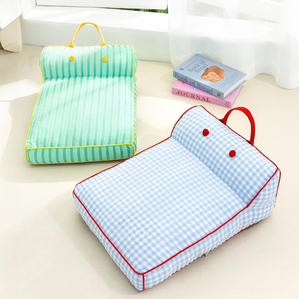 Lit pour chien motif en damier respirant résistant aux griffures avec soutien de la colonne vertébrale