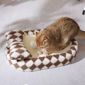 Lit pour chat en sisal à damier avec griffoir intégré élégant et durable