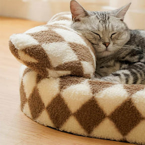 Lit pour chat en sisal à damier avec griffoir intégré élégant et durable