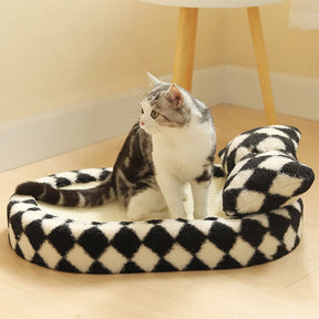 Lit pour chat en sisal à damier avec griffoir intégré élégant et durable