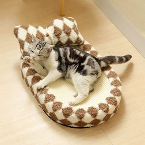 Lit pour chat en sisal à damier avec griffoir intégré élégant et durable