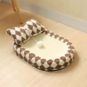 Lit pour chat en sisal à damier avec griffoir intégré élégant et durable