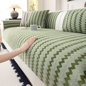 Housse de canapé en chenille ondulée respirante et antidérapante style art