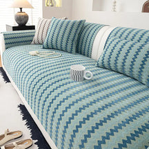 Housse de canapé en chenille ondulée respirante et antidérapante style art