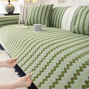 Housse de canapé en chenille ondulée respirante et antidérapante style art