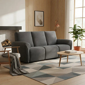 Housse fauteuil de canapé inclinable en chenille à motif en herringbone avec élastique et couverture complète