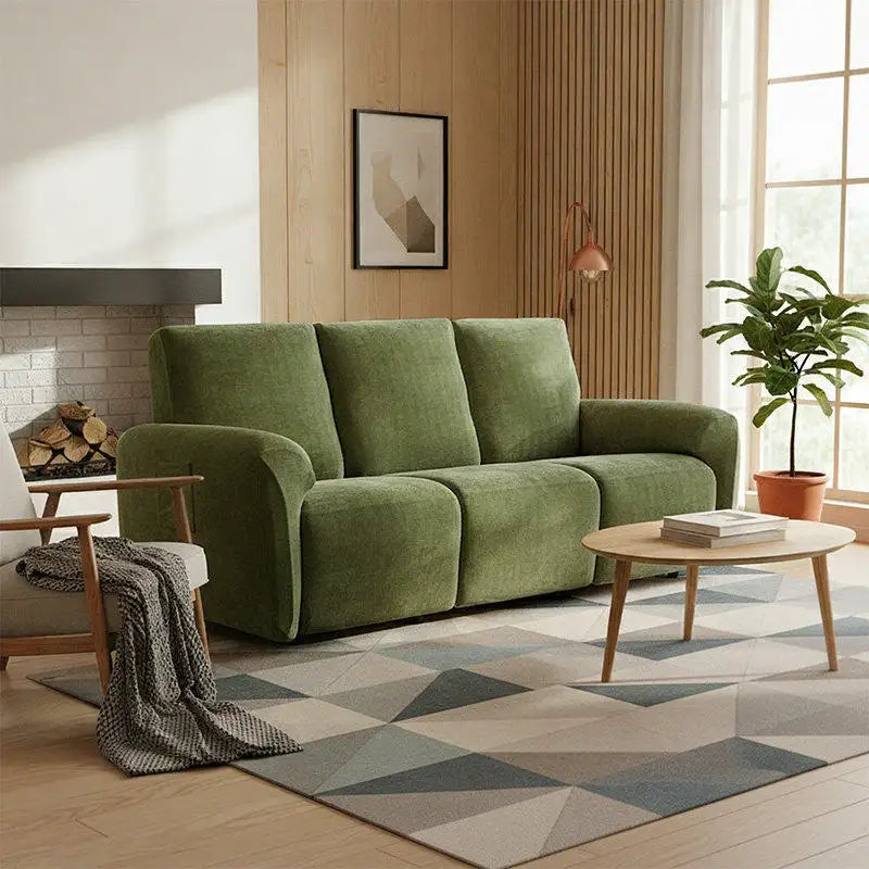 Housse fauteuil de canapé inclinable en chenille à motif en herringbone avec élastique et couverture complète