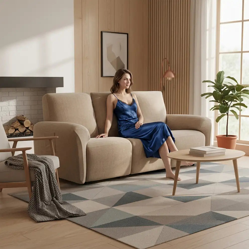 Housse fauteuil de canapé inclinable en chenille à motif en herringbone avec élastique et couverture complète