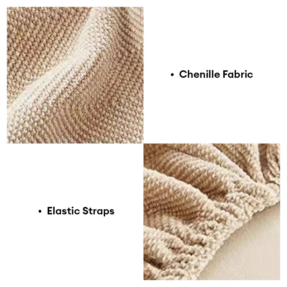 Housse fauteuil de canapé inclinable en chenille à motif en herringbone avec élastique et couverture complète