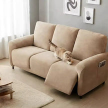 Housse fauteuil de canapé inclinable en chenille à motif en herringbone avec élastique et couverture complète