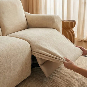Housse fauteuil de canapé inclinable en chenille à motif en herringbone avec élastique et couverture complète