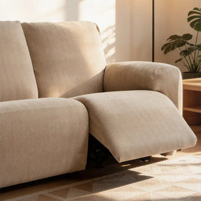 Housse fauteuil de canapé inclinable en chenille à motif en herringbone avec élastique et couverture complète