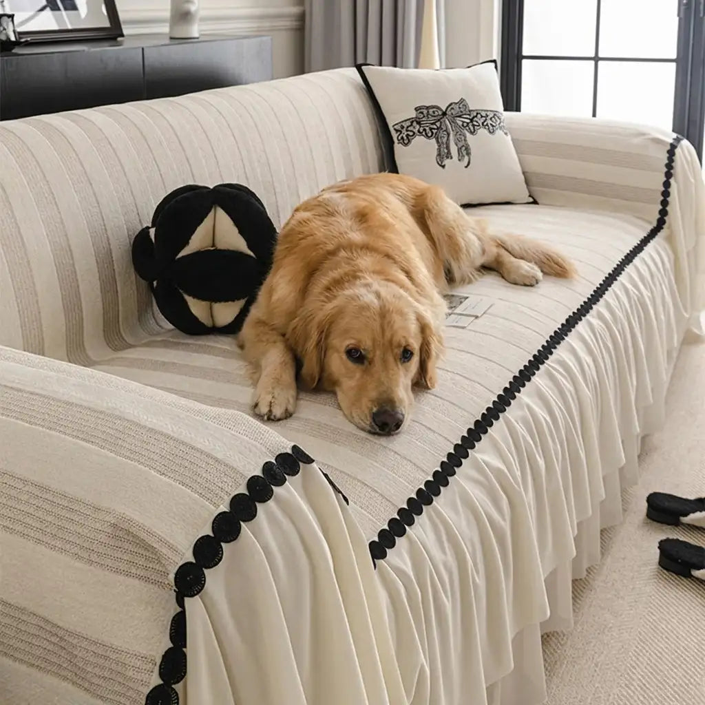 Housse de canapé en chenille résistant aux égratignures et adaptée aux animaux de compagnie, protection anti-dérapante.
