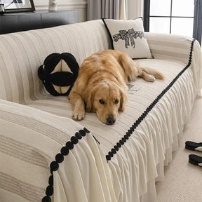 Housse de canapé en chenille résistant aux égratignures et adaptée aux animaux de compagnie, protection anti-dérapante.
