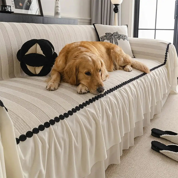 Housse de canapé en chenille résistant aux égratignures et adaptée aux animaux de compagnie, protection anti-dérapante.