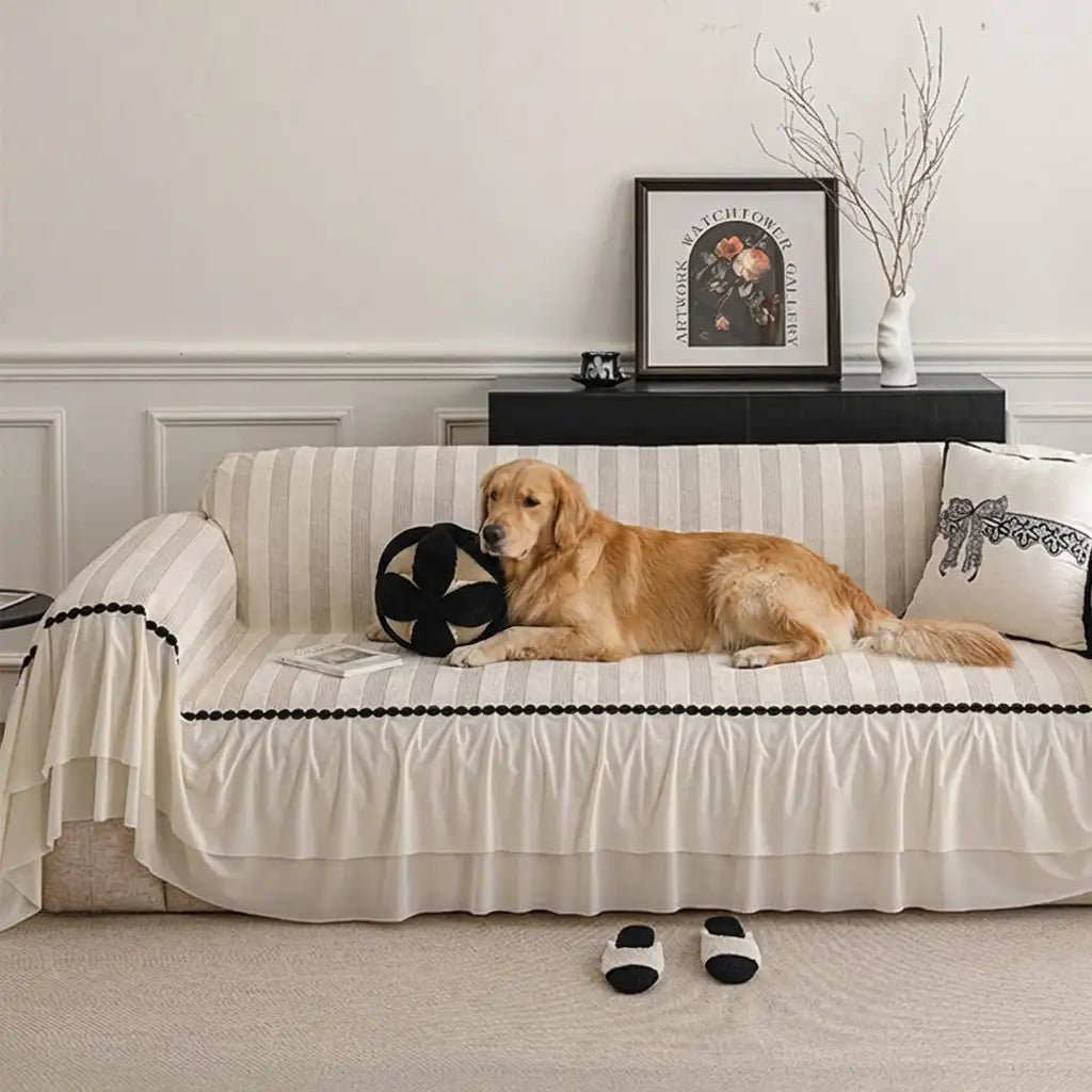 Housse de canapé en chenille résistant aux égratignures et adaptée aux animaux de compagnie, protection anti-dérapante.