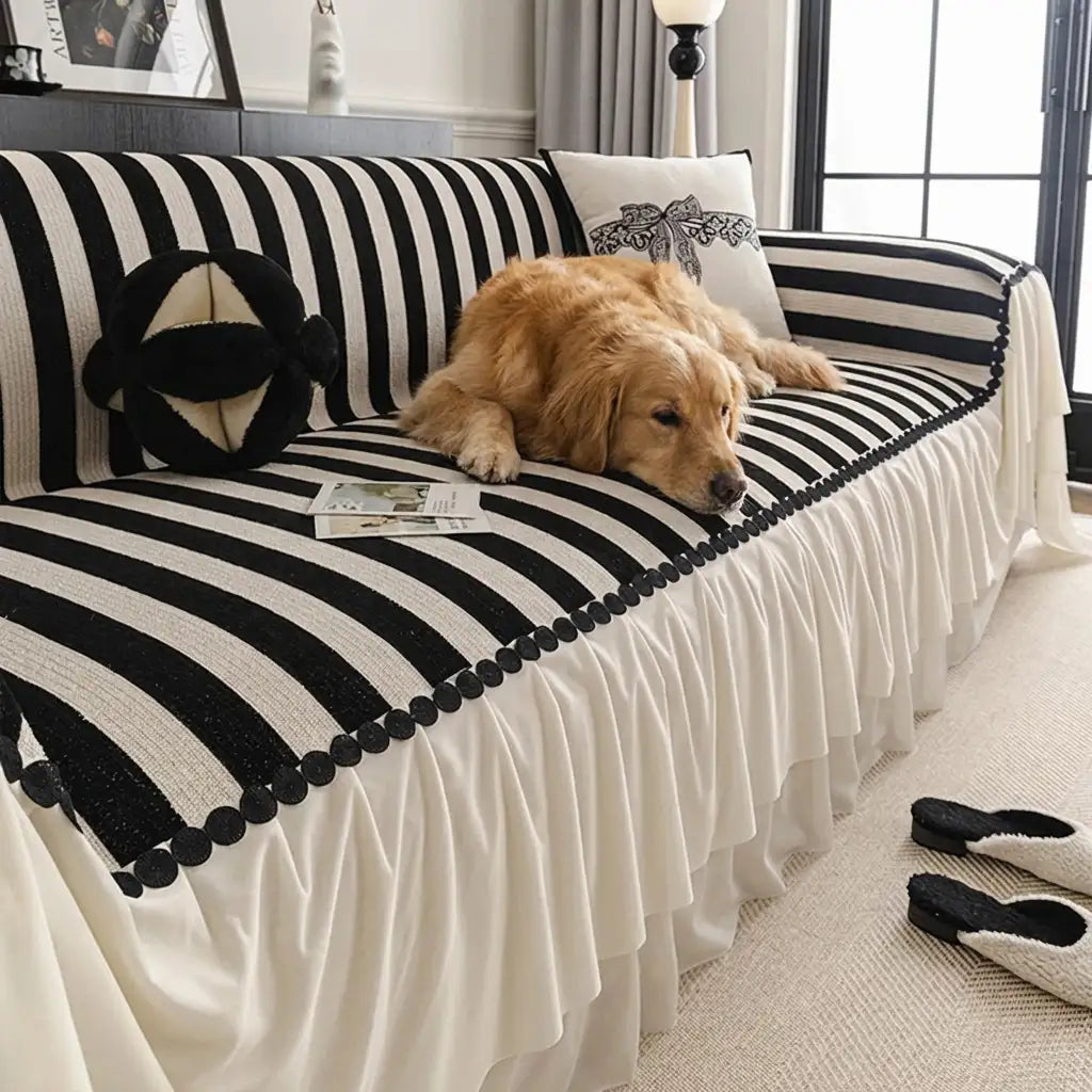 Housse de canapé en chenille résistant aux égratignures et adaptée aux animaux de compagnie, protection anti-dérapante.