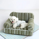 Canapé-lit pour chien en velours jacquard rayé en chenille pour chiots