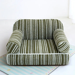 Canapé-lit pour chien en velours jacquard rayé en chenille pour chiots