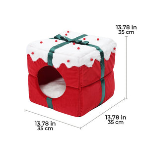 Coffret Cadeau de Noël Lit Semi-Ouvert Chaleureux pour Chien et Chat