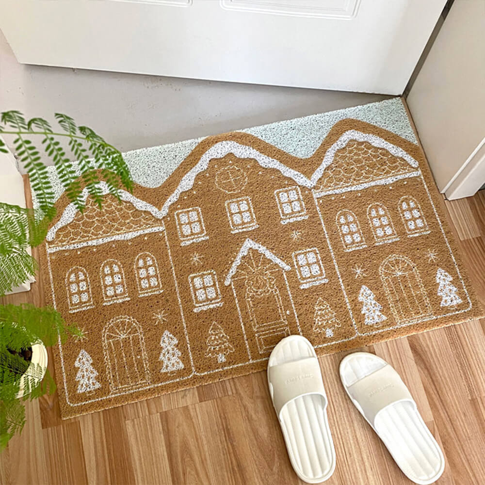 Tapis décoratif antidérapant maison en pain d'épices de Noël