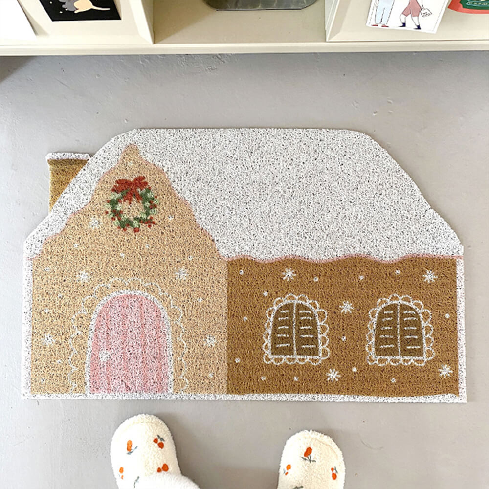 Tapis décoratif antidérapant maison en pain d'épices de Noël