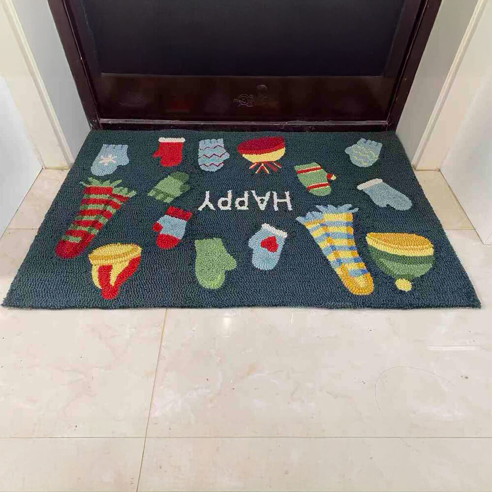 Tapis décoratif multi-usages motif gant de Noël cartoon