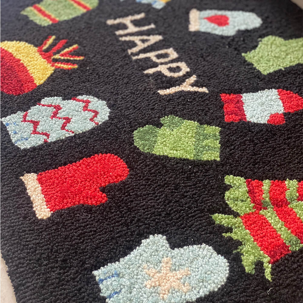 Tapis décoratif multi-usages motif gant de Noël cartoon