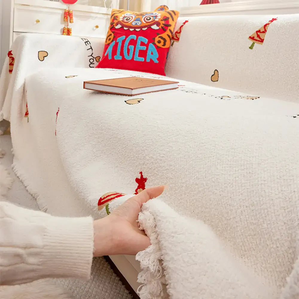 Couverture de canapé en peluche épaisse chic de sapin de Noël