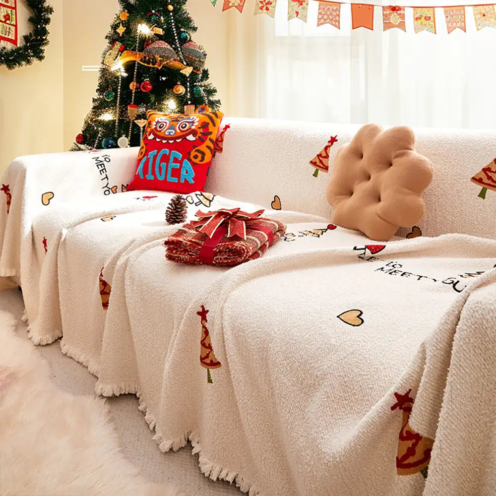 Couverture de canapé en peluche épaisse chic de sapin de Noël