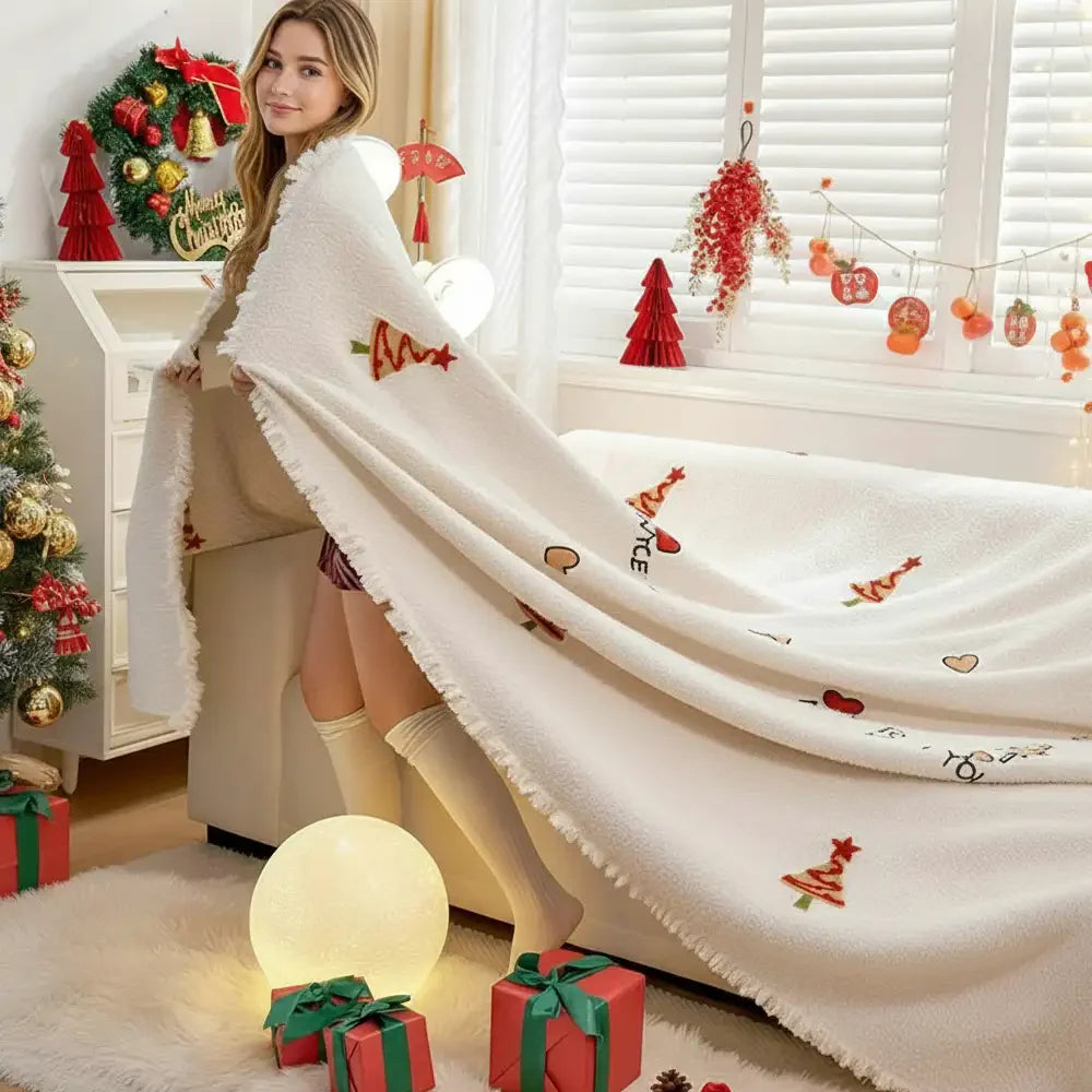 Couverture de canapé en peluche épaisse chic de sapin de Noël
