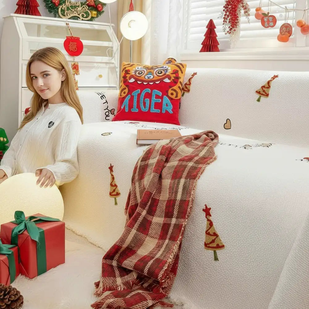 Couverture de canapé en peluche épaisse chic de sapin de Noël