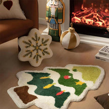 Noël Tapis Décoratif Antidérapant Multi-Usage en Forme d'Arbre de Noël Épais et Doux