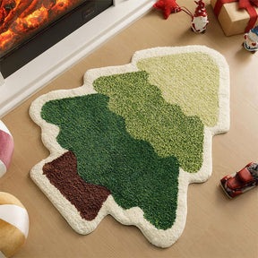 Noël Tapis Décoratif Antidérapant Multi-Usage en Forme d'Arbre de Noël Épais et Doux