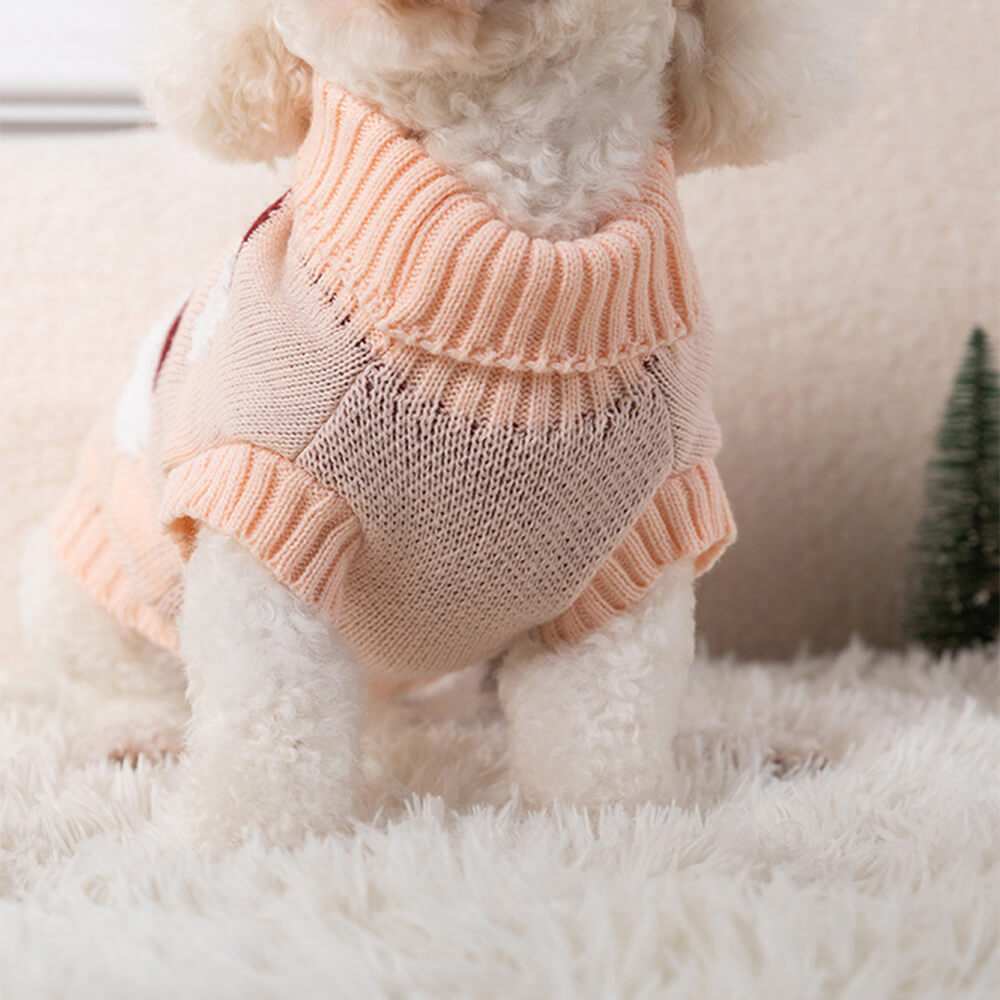 Pull en Maille Col Roulé de Noël pour Chien et Maître Assortis