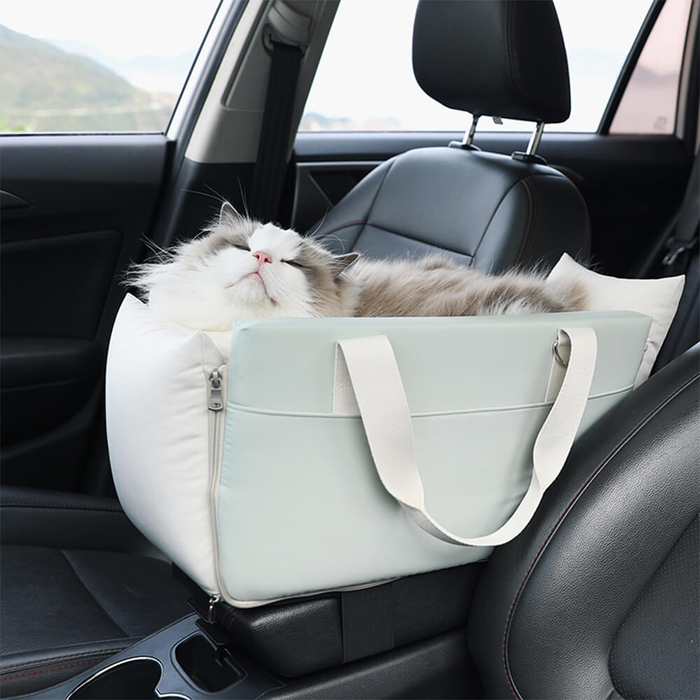 Transporteur de voyage pour animaux de compagnie portable et imperméable avec bloc de couleurs pour console de voiture