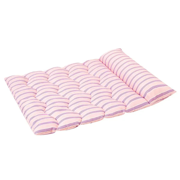 Tapis pour animaux en tissu doux, respirant, à rayures bicolores et réversible