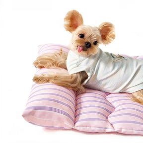 Tapis pour animaux en tissu doux, respirant, à rayures bicolores et réversible