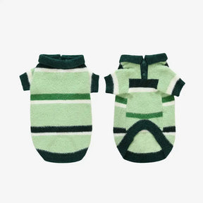 Pull pour chien teckel en fausse fourrure de vison à rayures et coloris bloc, chaud, adapté pour chiots.