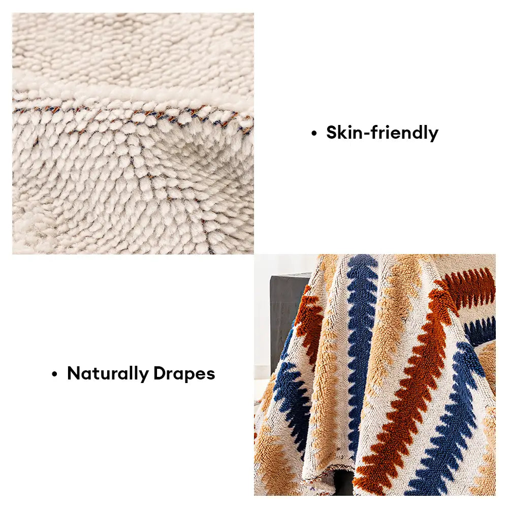 Housse de canapé en peluche anti-rayures colorée avec blocs de couleur