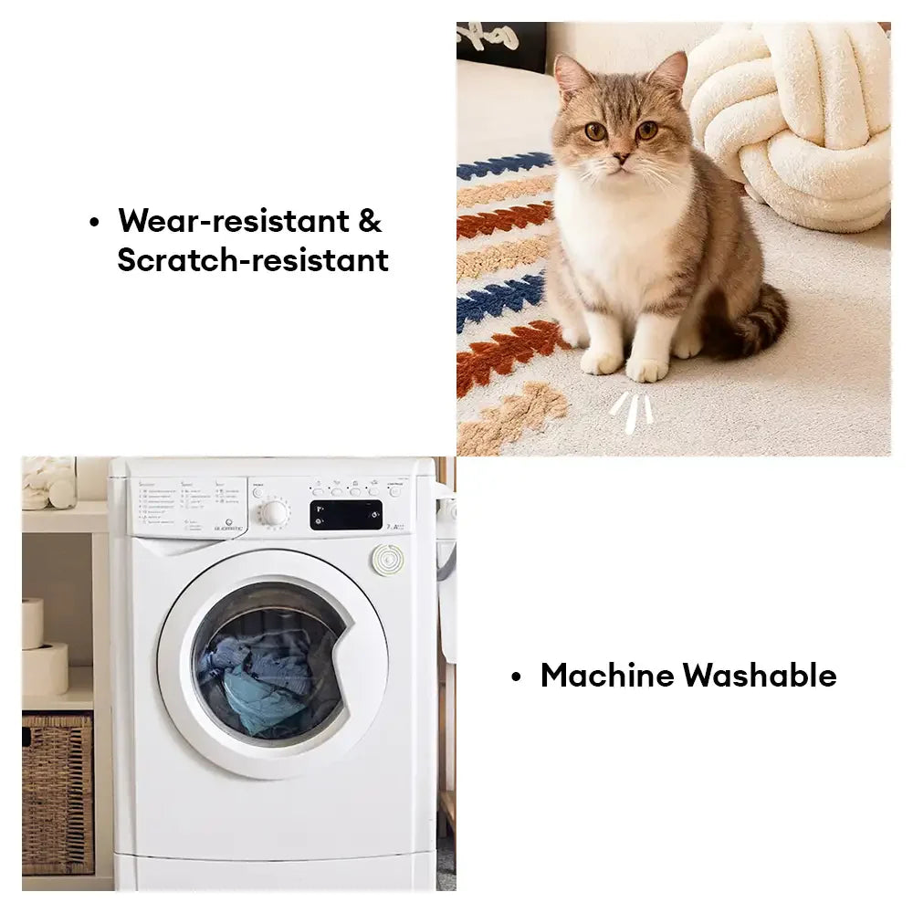 Housse de canapé en peluche anti-rayures colorée avec blocs de couleur