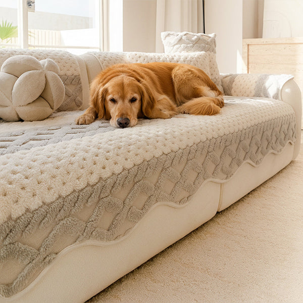 Housse de canapé en peluche confortable, douce pour la peau, antidérapante.