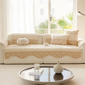 Housse de canapé en peluche confortable, douce pour la peau, antidérapante.