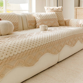 Housse de canapé en peluche confortable, douce pour la peau, antidérapante.